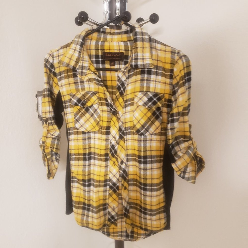Yellow button down shirt
